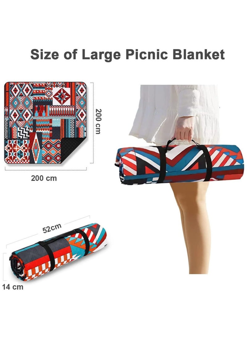 AUTOYSUR Picnic Blanket Waterproof Outdoor Beach Blanket Portable with Carry Strap Outdoor Camping Party Foldable Sand Proof for Wet Grass Hiking Playground Picnic Mat (Red 200 * 200cm)  - Image 3