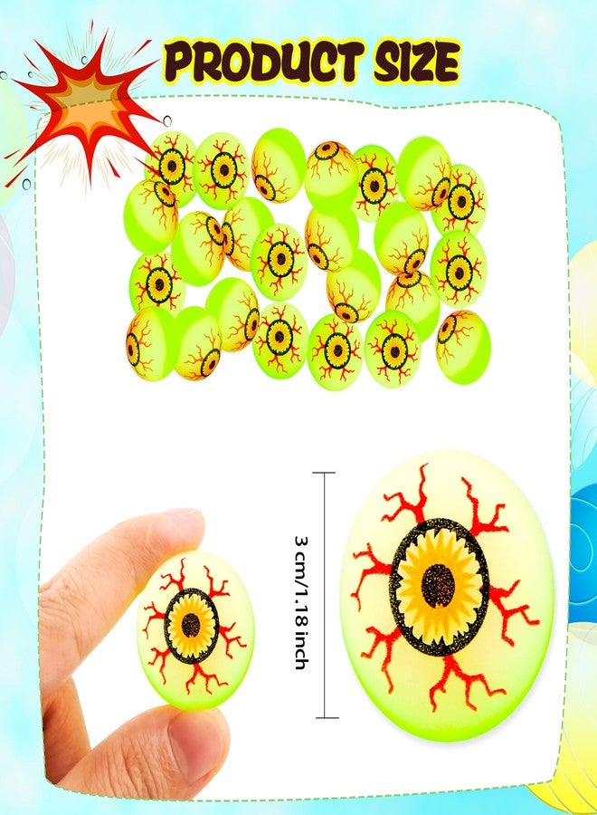 Sonarun 32 Pack 1.2 Inch Glow in the Dark Eyeballs Halloween High Bounce EyeBalls Kids Glow Party Favors for Boys Girls Gift Bag Fillers Halloween Treats Supplies - Image 2