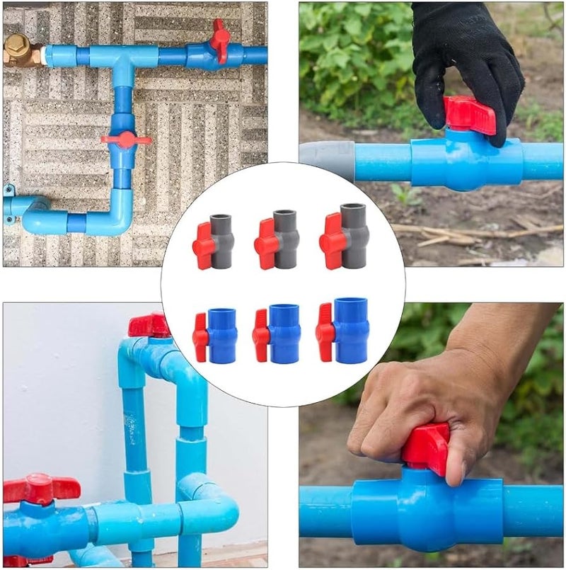 صمام مياه يدوي أزرق من PVC مقاس 25 ملم للدوران لليمين لإدارة السوائل الزراعية - Image 5