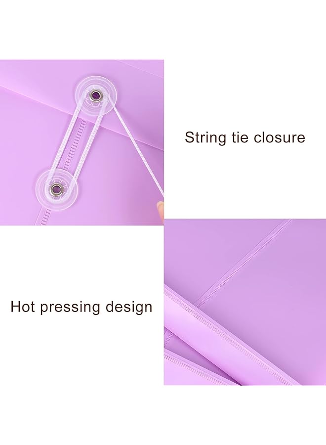 Bolivia's A4 Folder 8 Pieces A4 Size Waterproof File Pouch Expanding File Folder Plastic File Folders With String Tie Closure Large Capacity Information Bag For Home School And Office  - Image 2
