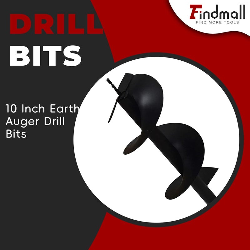 findmall رؤوس حفر الأرض 4" 6" 8" 10" 12" تناسب عمود الحفر بقطر 3/4" لحفر ثقوب السياج (10 بوصة) - Image 2