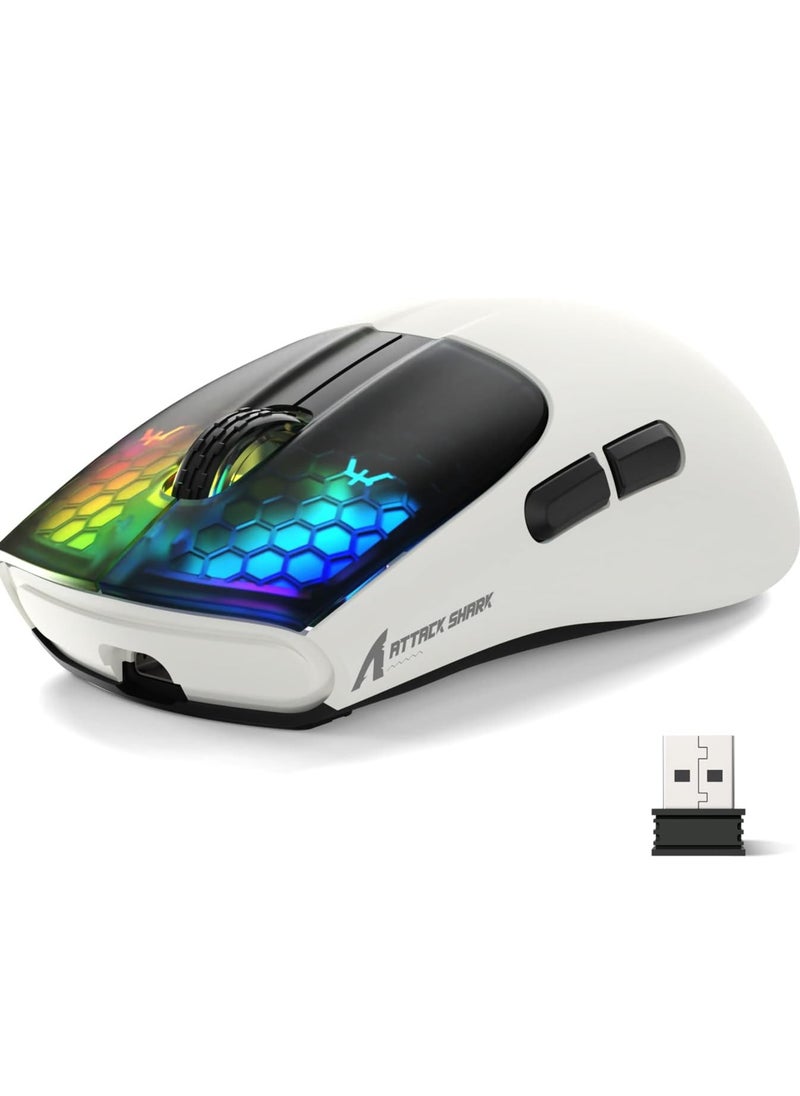 Attack Shark X5 Wireless Gaming Mouse with Tri-Modes BT 5.1/2.4Ghz/USB-C,Lightweight 49g,PAW3212 Optical Sensor,Rechargeable Battery,RGB LED Honeycomb Mice for PC/Tablet/Desktop/Office/Games  - Image 1