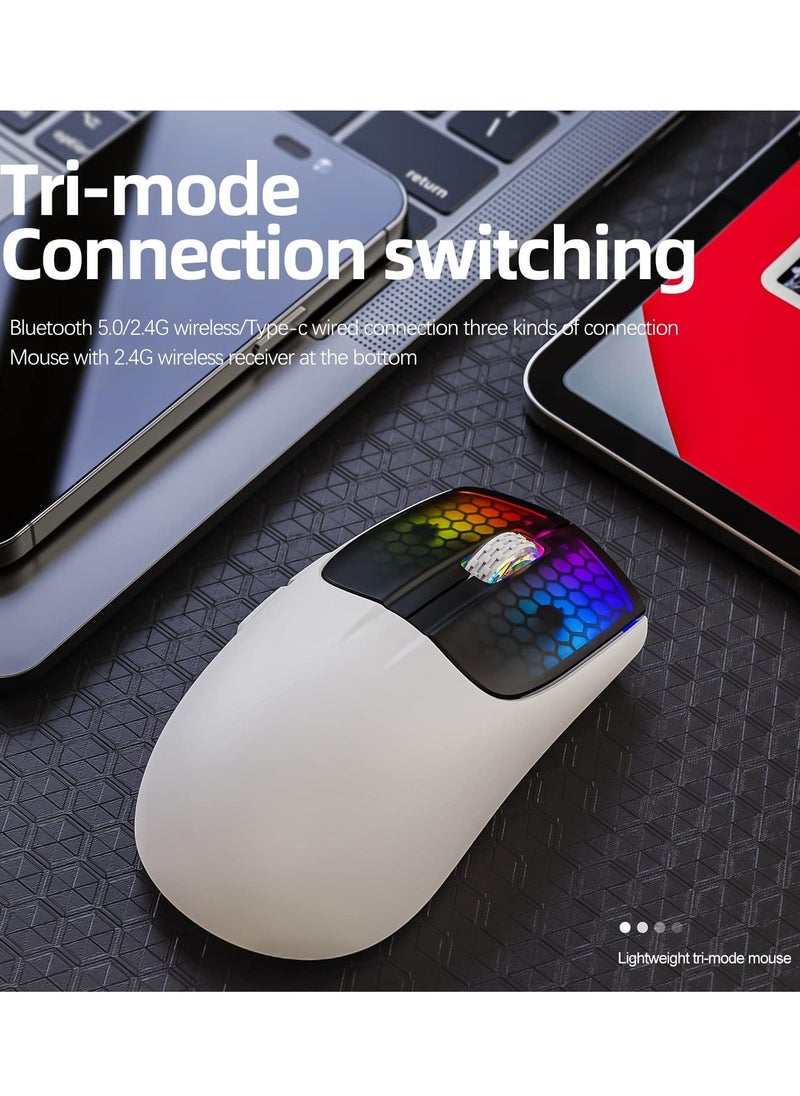 Attack Shark X5 Wireless Gaming Mouse with Tri-Modes BT 5.1/2.4Ghz/USB-C,Lightweight 49g,PAW3212 Optical Sensor,Rechargeable Battery,RGB LED Honeycomb Mice for PC/Tablet/Desktop/Office/Games  - Image 3