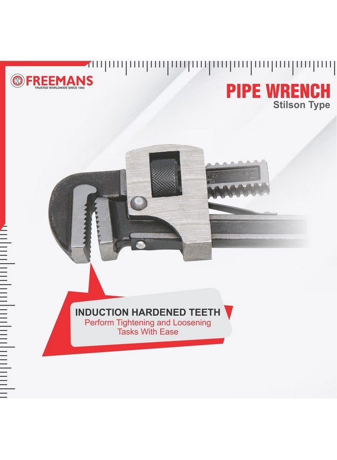 FREEMANS 14-Inch Stillson Type Pipe Wrench with Induction Hardened Teeth and Dip Painted Handle - 350mm Ideal for || Construction || Heavy-Duty Applications for Industrial & Professional Use - Image 3