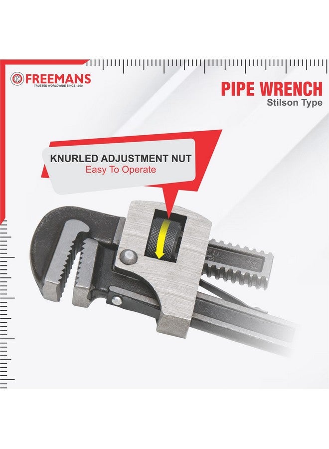 FREEMANS 14-Inch Stillson Type Pipe Wrench with Induction Hardened Teeth and Dip Painted Handle - 350mm Ideal for || Construction || Heavy-Duty Applications for Industrial & Professional Use - Image 5