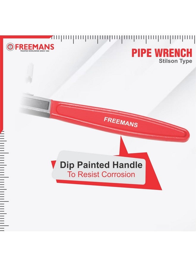 FREEMANS 14-Inch Stillson Type Pipe Wrench with Induction Hardened Teeth and Dip Painted Handle - 350mm Ideal for || Construction || Heavy-Duty Applications for Industrial & Professional Use - Image 4