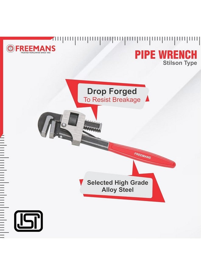 FREEMANS 14-Inch Stillson Type Pipe Wrench with Induction Hardened Teeth and Dip Painted Handle - 350mm Ideal for || Construction || Heavy-Duty Applications for Industrial & Professional Use - Image 2