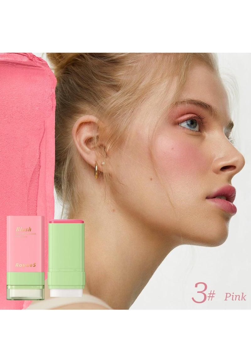 Excefore Makeup Blush Stick, Multi-use Makeup Blush Stick for Cheeks Eyes Lips, Moisturizing Natural Matte Blush Makeup,Waterproof Natural Nude Makeup, Suitable for All Skin, Pink - Image 2
