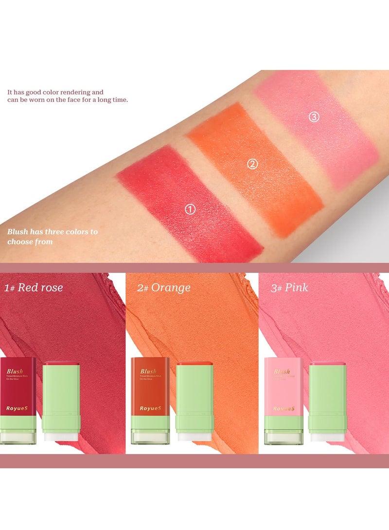 Excefore Makeup Blush Stick, Multi-use Makeup Blush Stick for Cheeks Eyes Lips, Moisturizing Natural Matte Blush Makeup,Waterproof Natural Nude Makeup, Suitable for All Skin, Pink - Image 3