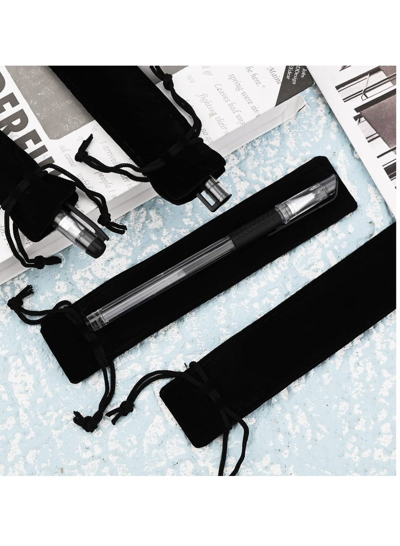 Y&D Black Velvet Pen Pouches - 20-Pack Single Gift Bags for School, Office, and Business Gifts Drawstring Holders Elegant Packaging - Image 4