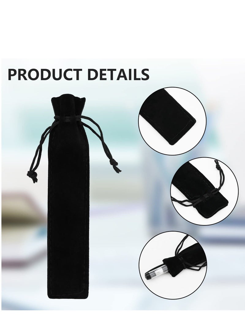 Y&D Black Velvet Pen Pouches - 20-Pack Single Gift Bags for School, Office, and Business Gifts Drawstring Holders Elegant Packaging - Image 3