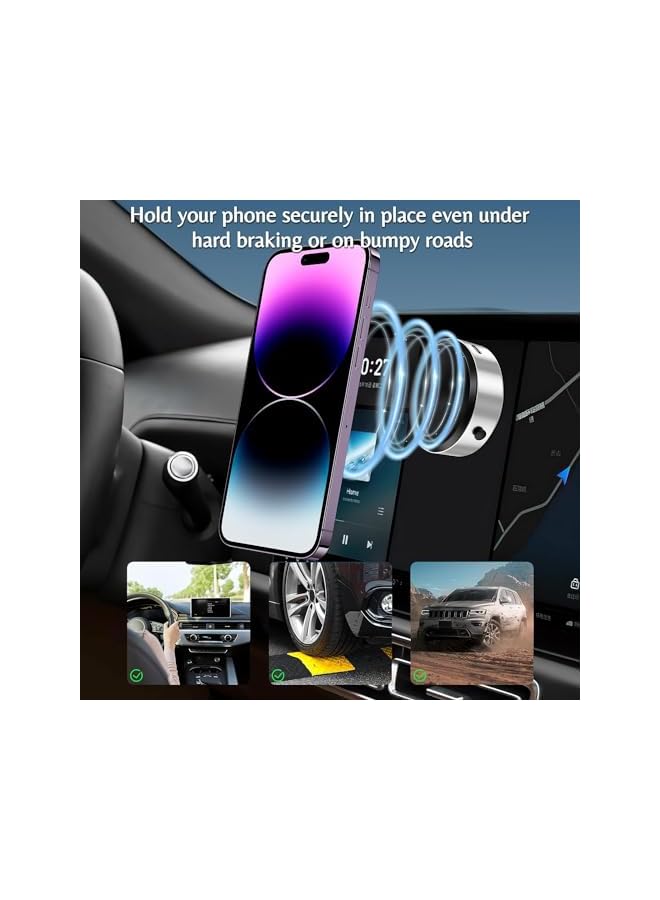 Green Tiger Vacuum Magnetic Suction Cup Phone Mount,360 Rotation Magnetic Car Cell Phone Holder,Suction Cup Car Phone Mount,Universal Adjustable Windshield Dashboard Mobile Phone Holder (Silver) - Image 5
