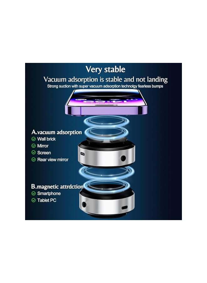 Green Tiger Vacuum Magnetic Suction Cup Phone Mount,360 Rotation Magnetic Car Cell Phone Holder,Suction Cup Car Phone Mount,Universal Adjustable Windshield Dashboard Mobile Phone Holder (Silver) - Image 4