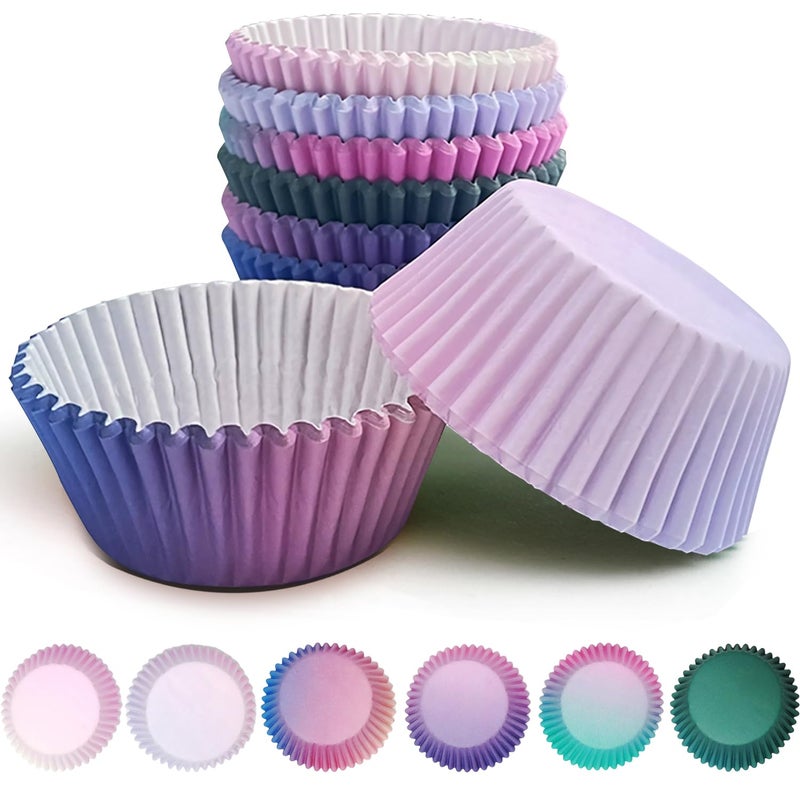 qiqee 300-Count Cupcake Liners Standard Cupcake Cups 6 Design Cupcake Papers Baking Cups Cupcake Wrappers (Standard Size) - Image 1
