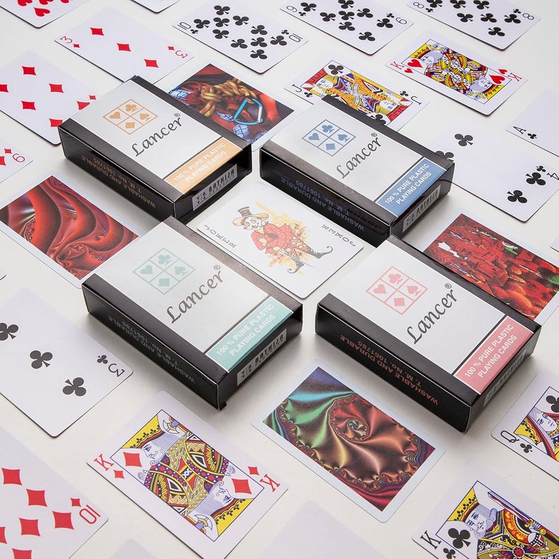 lancer Premium Plastic Playing Cards (Set of 8), Bridge Size, Multicolor Cards Packed in an Individual Container, Cards for All Ages used for Card Games, Poker and Rummy - Image 2