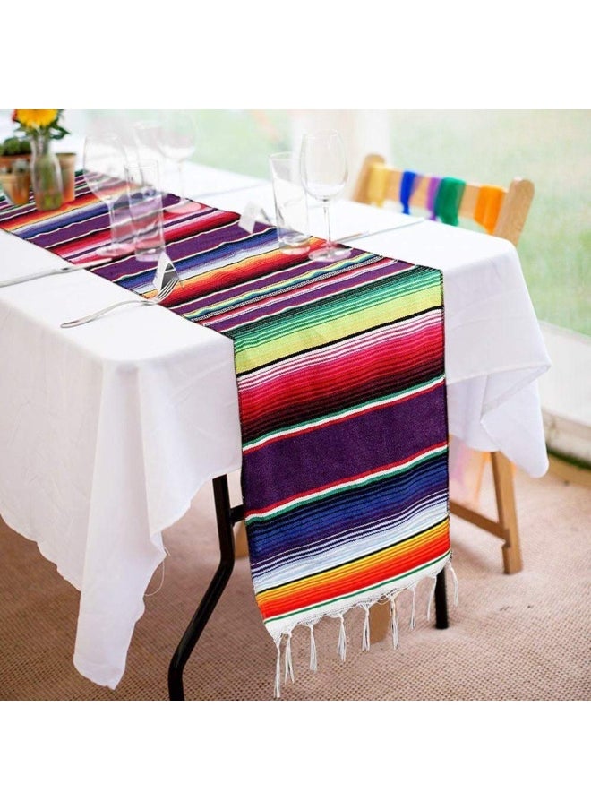 Mexican Setable Runner 14 X 84 Inch For Mexican Party Wedding Decorations Outdoor Picnics Dining Table Fringe Cotton Handwoven Table Runners