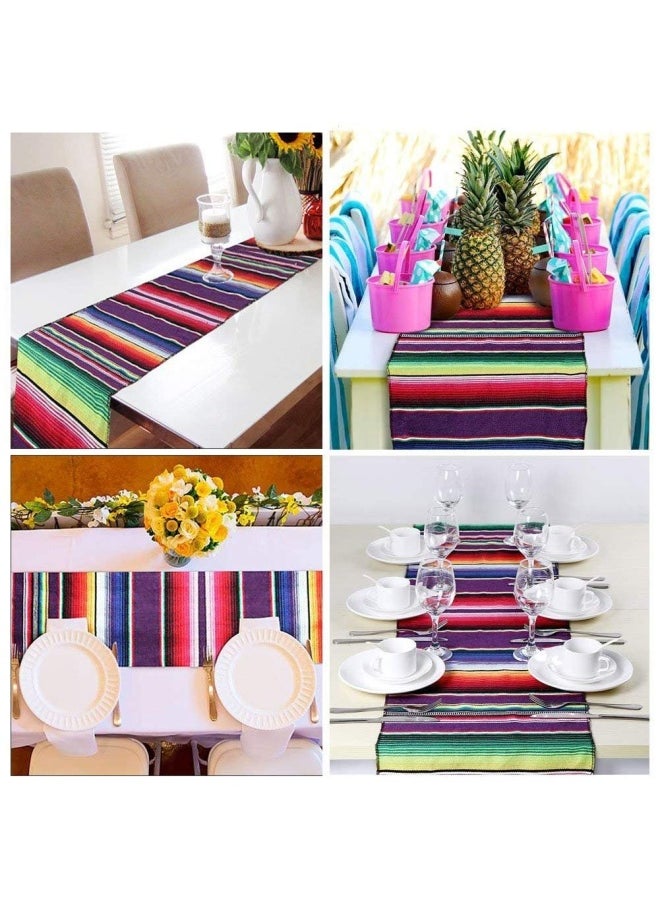 Mexican Setable Runner 14 X 84 Inch For Mexican Party Wedding Decorations Outdoor Picnics Dining Table Fringe Cotton Handwoven Table Runners