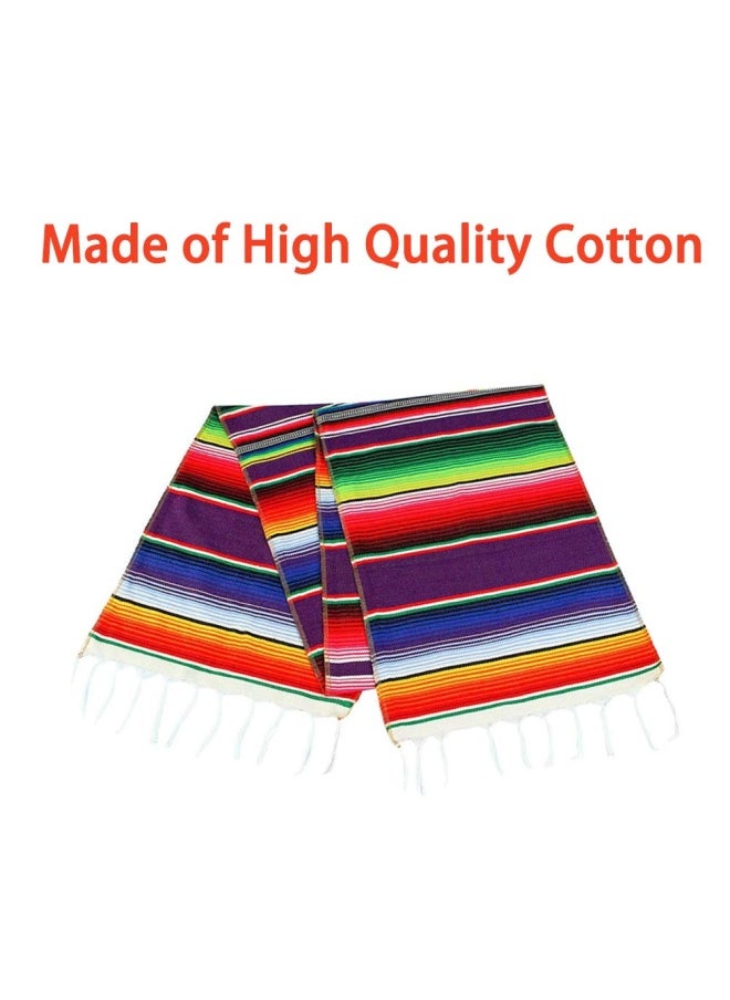 Mexican Setable Runner 14 X 84 Inch For Mexican Party Wedding Decorations Outdoor Picnics Dining Table Fringe Cotton Handwoven Table Runners