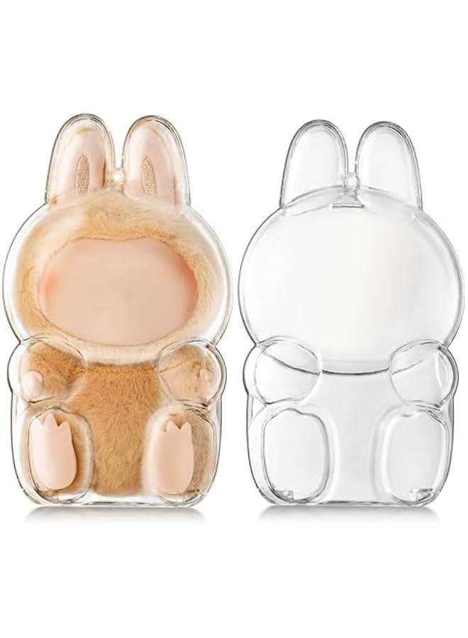 Arabest Clear Bag Keychain for LABUBU Plush Doll, Clear Doll Display Protective Cover, Hanging Figure Transparent Acrylic Case Storage Box for Fans Collector (V2)  - Image 1