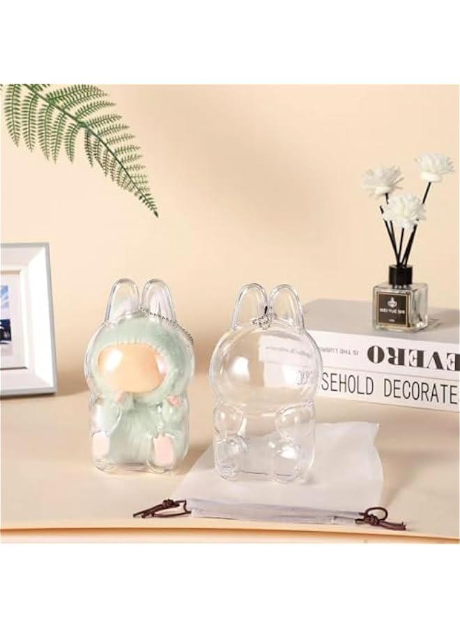 Arabest Clear Bag Keychain for LABUBU Plush Doll, Clear Doll Display Protective Cover, Hanging Figure Transparent Acrylic Case Storage Box for Fans Collector (V2)  - Image 5