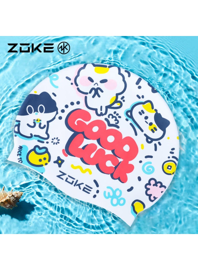 Zoke Children's Silicone Swim Cap Comfortable Waterproof Hair Protection Ear Protection Uni Swimming Cap 624603238 - Image 2