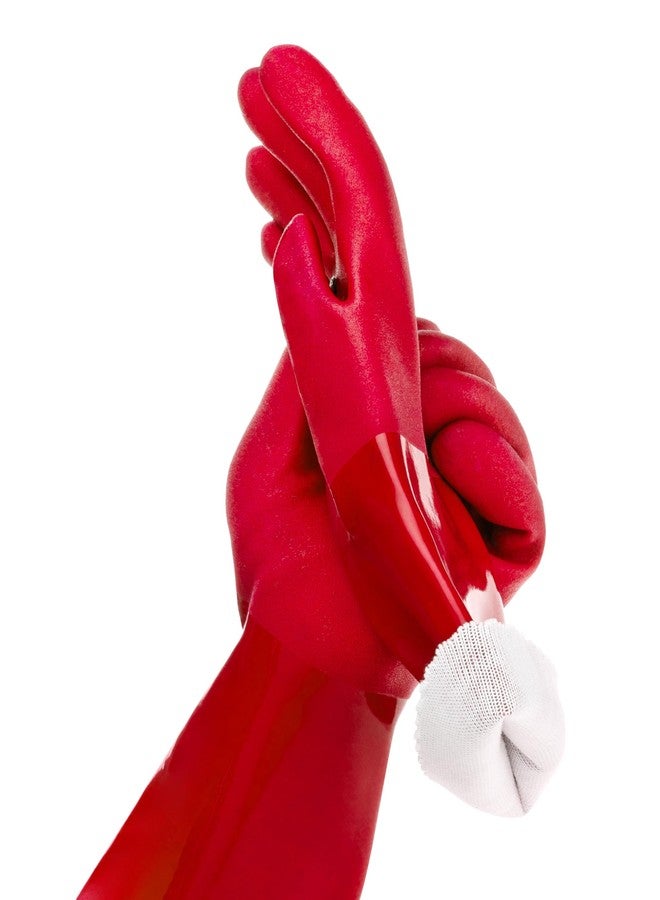 kitchen-star Ultimate Rubber Household PVC Gloves with Comfortable Cotton Lining, Anti-Slip surface, Kitchen Dishwashing, Extra Thickness, Kitchen Cleaning, Working, Painting, Pet Care (Medium, Red) - Image 1
