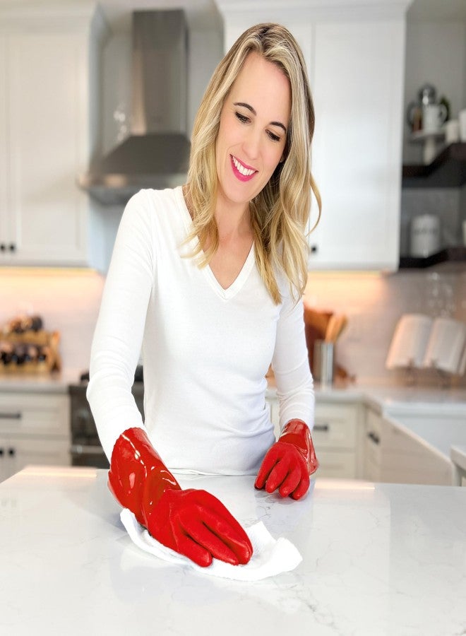 kitchen-star Ultimate Rubber Household PVC Gloves with Comfortable Cotton Lining, Anti-Slip surface, Kitchen Dishwashing, Extra Thickness, Kitchen Cleaning, Working, Painting, Pet Care (Medium, Red) - Image 5
