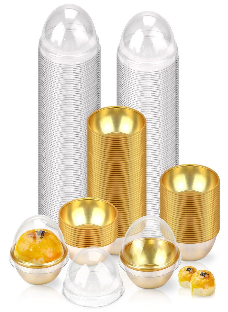 Y&D Mini Cupcake Boxes, 100Pcs Clear Plastic Containers with Dome Lids, for Muffin Single Container Box Cheese Pastry Desser, i Individual Holders Wedding Birthday Gift Supplies 