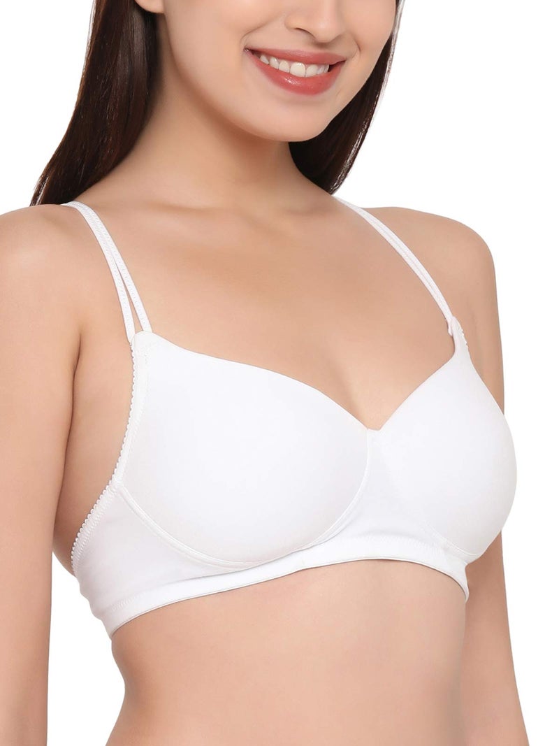 Clovia Cotton Padded Non-Wired Racerback T-Shirt Bra (BR1514P18_White_32D) - Image 3