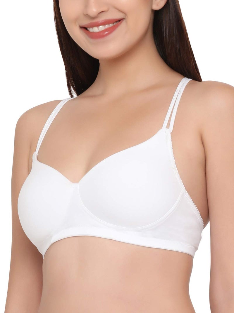Clovia Cotton Padded Non-Wired Racerback T-Shirt Bra (BR1514P18_White_32D) - Image 4