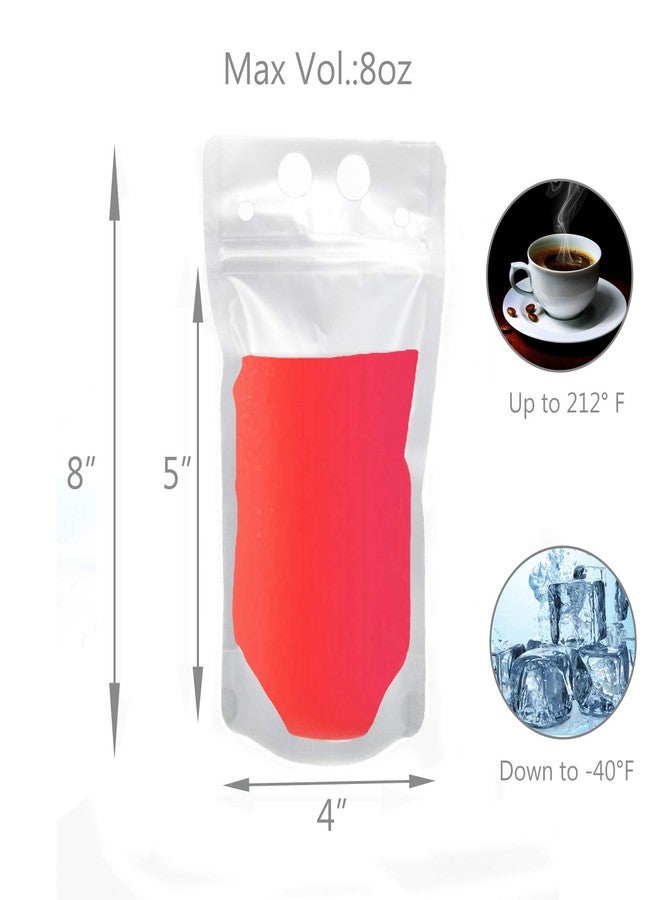 Shineyid Drink Pouches Bag with Straws 20 Pack 8oz Plastic container Reclosable Zipper Hand-held Heavy Duty Ice Drinking Juice Pouches Bags - Image 2