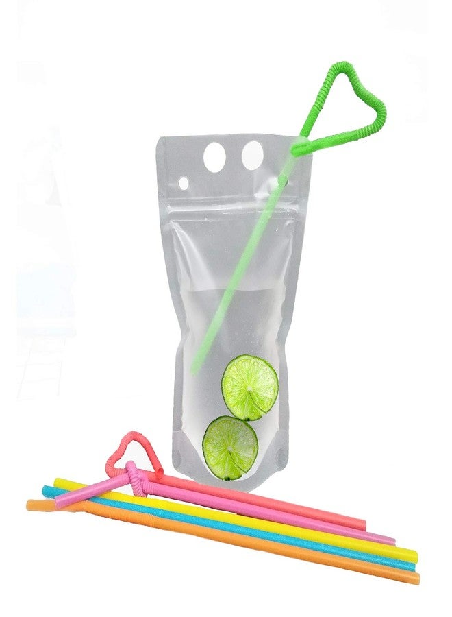 Shineyid Drink Pouches Bag with Straws 20 Pack 8oz Plastic container Reclosable Zipper Hand-held Heavy Duty Ice Drinking Juice Pouches Bags - Image 4