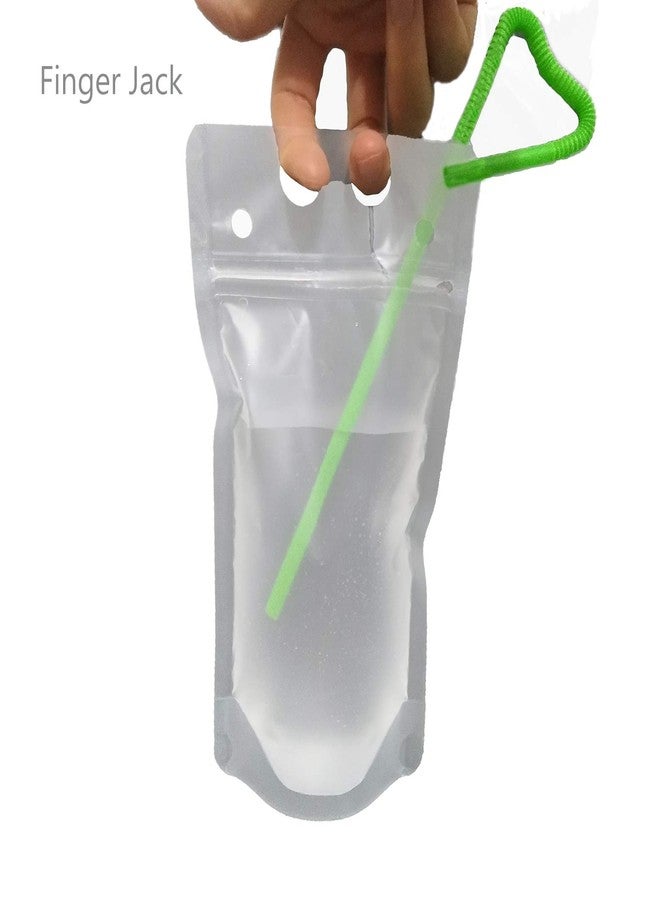 Shineyid Drink Pouches Bag with Straws 20 Pack 8oz Plastic container Reclosable Zipper Hand-held Heavy Duty Ice Drinking Juice Pouches Bags - Image 3