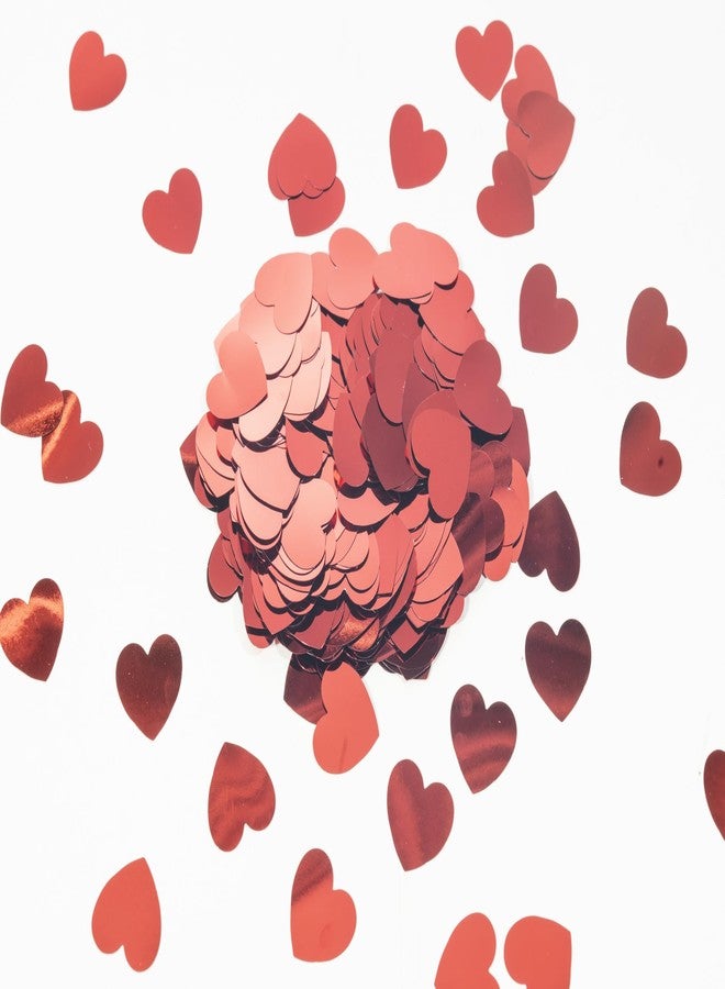 Weven Red Heart Confetti Party Decorations Valentines Day Heart Decor Sparkle Metallic Flakes Table Confetti, 1.2 Inch, 300pcs - Image 5