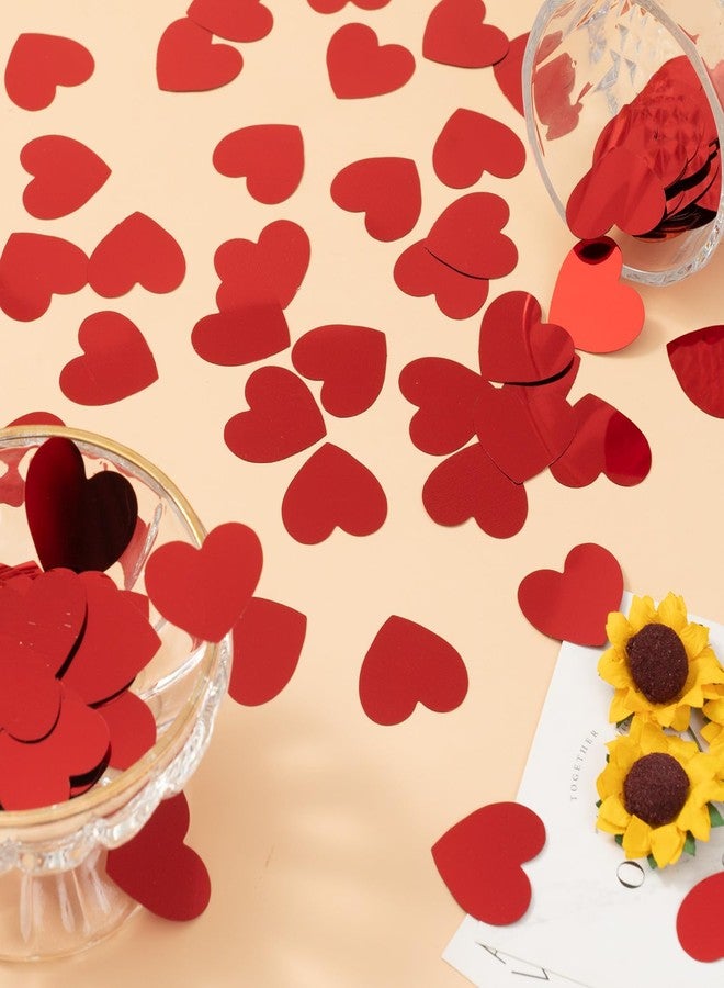 Weven Red Heart Confetti Party Decorations Valentines Day Heart Decor Sparkle Metallic Flakes Table Confetti, 1.2 Inch, 300pcs - Image 3