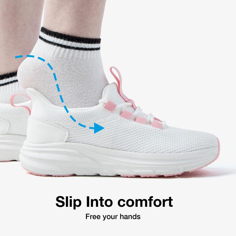 KOLILI Wide Toe Box Shoes Women Breathable Cushion Walking Sneakers for Swollen Feet,Nurse,Pregnancy,Bunion White/Pink 9.5 US/42 EU - Image 4