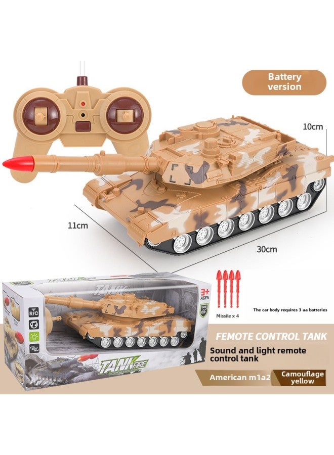 إسكدنيا رائجة البيع سيارة التحكم عن بعد للأطفال لعبة الصوت والضوء خزان التحكم عن بعد شحن إطلاق محاكاة خزان بالجملة-اللون: أمريكي M1A2 التمويه الأصفر (رقم 5 بطارية مطلوب) - Image 1