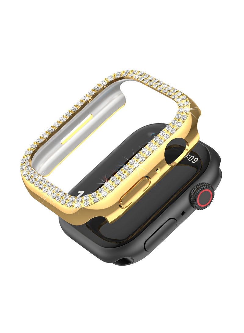 حافظة حماية صلبة مقاومة للصدمات من الذهب ومرصعة بالألماس لساعة Apple Watch مقاس 44 مم (456/Se Universal) - Image 1
