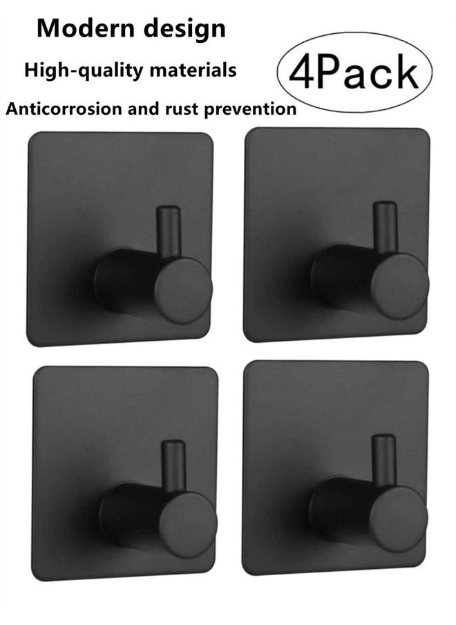 Kutis 4-Piece Stainless Steel Bathroom Heavy Duty Wall Hooks Towel Hook Black 5 x 5 cm  - Image 2