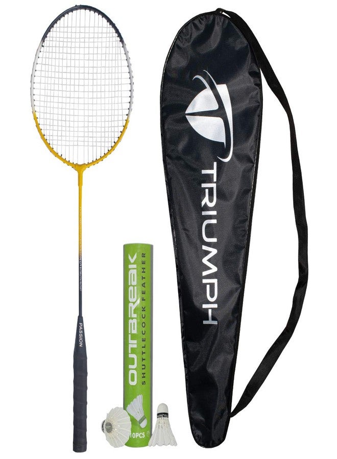 TRIUMPH Badminton Racket, Badminton Shuttle Cock, Badminton Racquet Triumph Passion 1 Pc with 10 Pc Triumph Outbreak Feather Shuttlecock & Full Racket Cover - Image 1