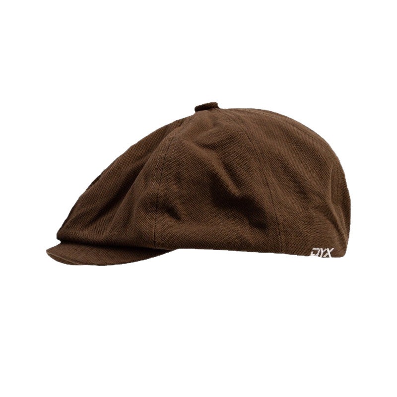 Japanese Retro Newsboy Cap Reversible, Unisex, Khaki Cotton-Polyester - Image 4