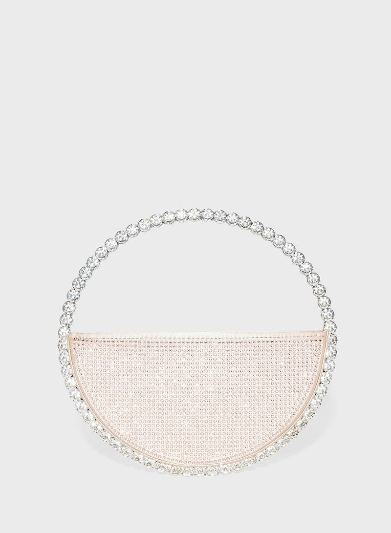 Khizana Embellished Rhinestone Circular Clutch Bag - Image 1