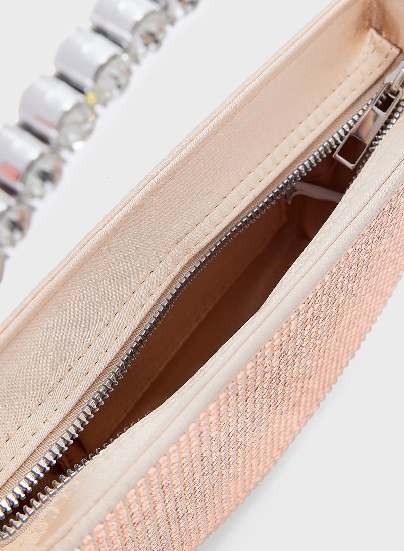 Khizana Embellished Rhinestone Circular Clutch Bag - Image 5