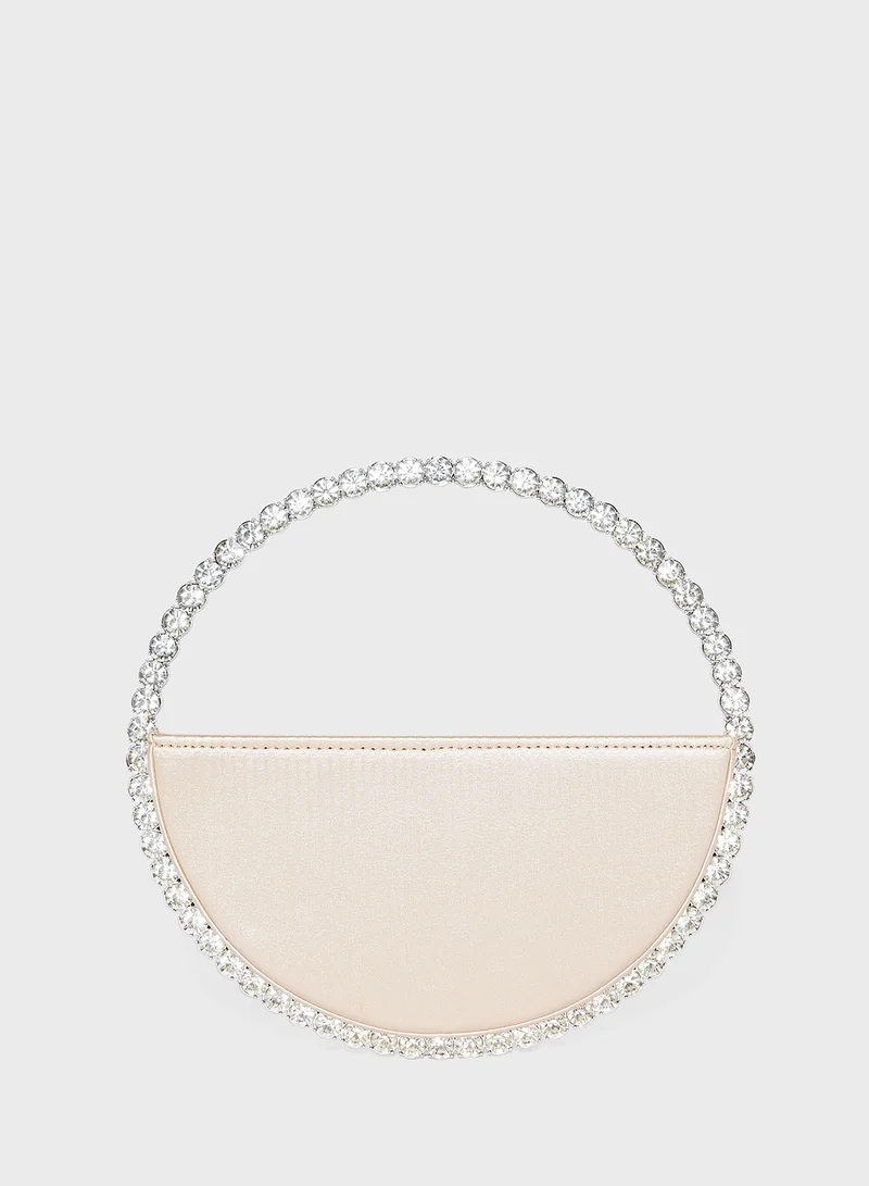 Khizana Embellished Rhinestone Circular Clutch Bag