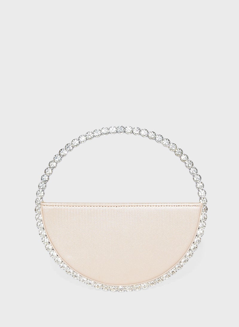 Khizana Embellished Rhinestone Circular Clutch Bag - Image 2