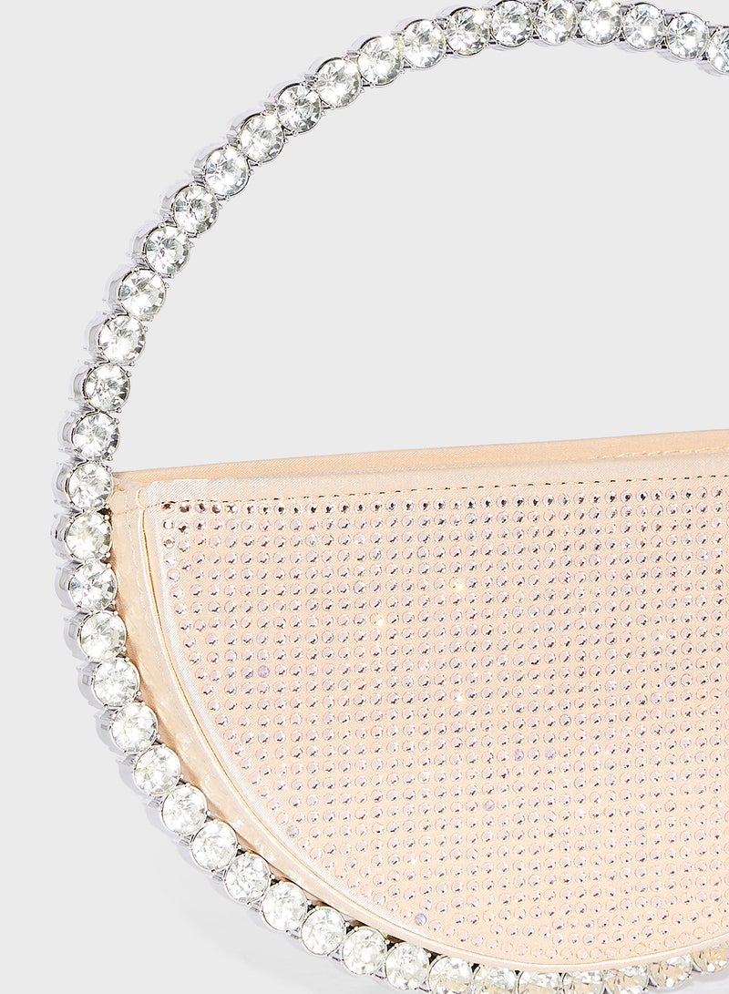Khizana Embellished Rhinestone Circular Clutch Bag - Image 4