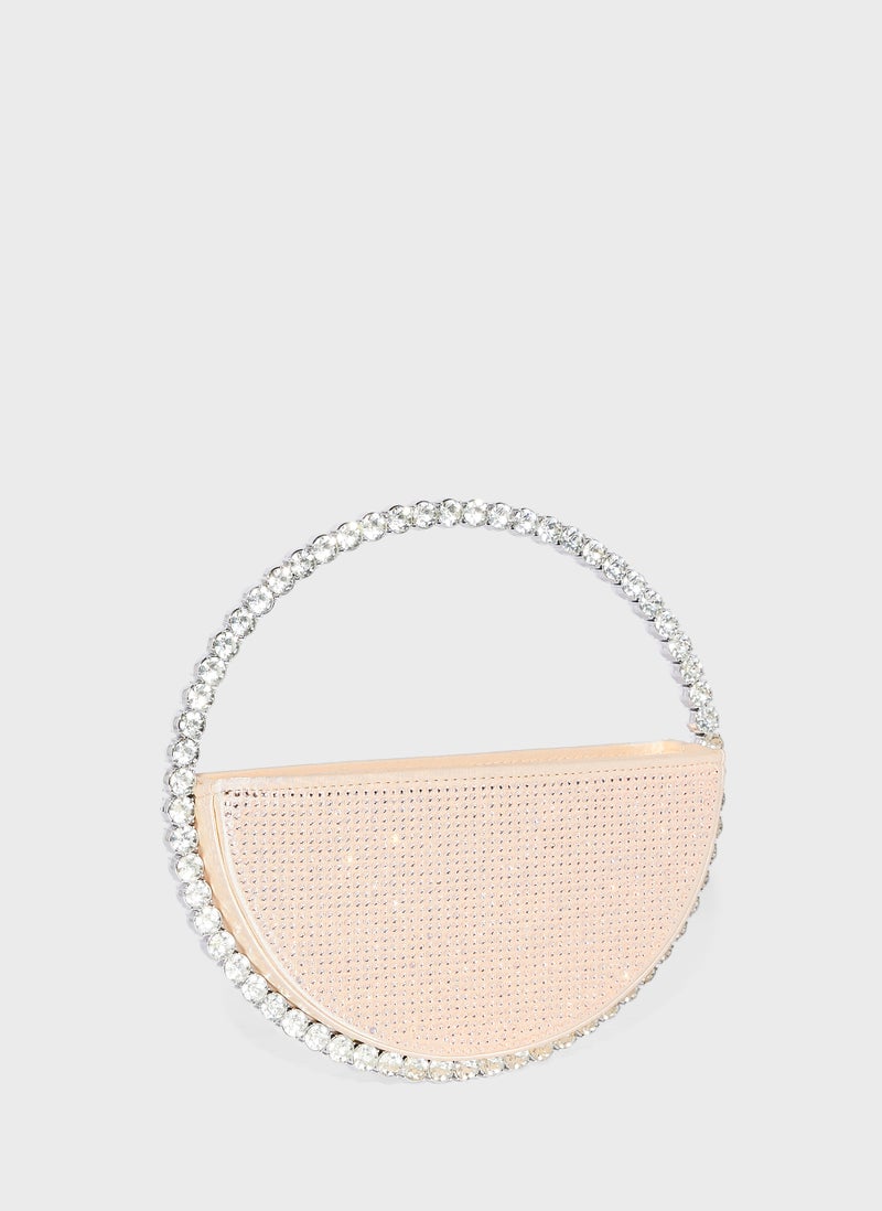 Khizana Embellished Rhinestone Circular Clutch Bag - Image 3