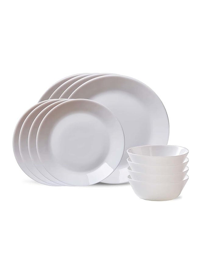 12Piece Dinnerware Set, Service for 4, Lightweight & Chip Resistant Dinner Dessert Plate & Soup/Cereal Bowl, White - Image 1