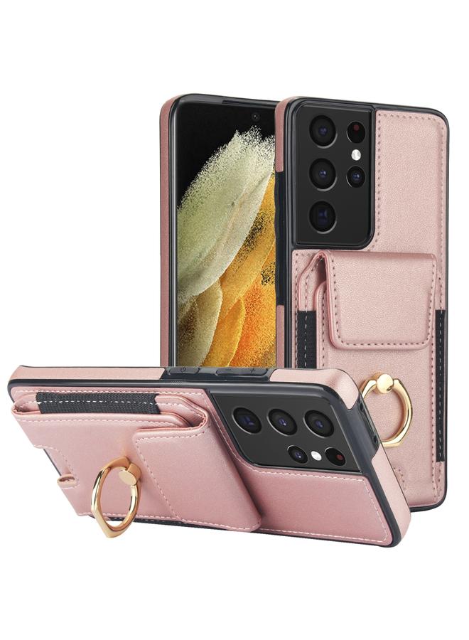 S-TOP Case For Samsung Galaxy S21 Ultra 5G Elastic Card Bag Ring Holder Phone Case - Image 1