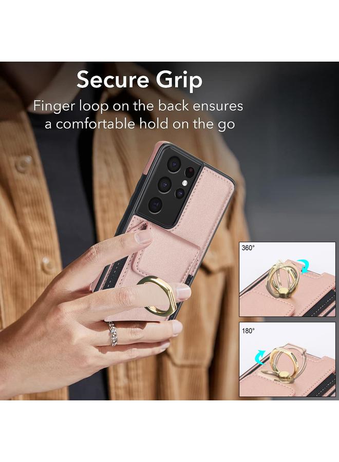 S-TOP Case For Samsung Galaxy S21 Ultra 5G Elastic Card Bag Ring Holder Phone Case - Image 2